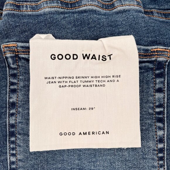 Good American Good Waist Jeans Size 24 Blue High Rise Stretch Distressed Denim - Picture 13 of 16